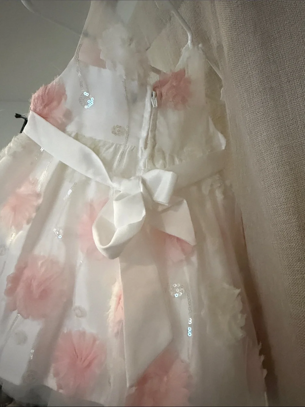 Biscotti Ivory and Pink Floral Tulle Party Dress